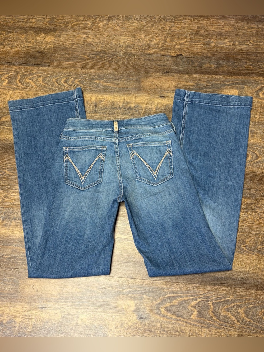 Ariat Perfect Rise Trouser Jeans Women 28L Blue Denim Western Wide Leg Stretch